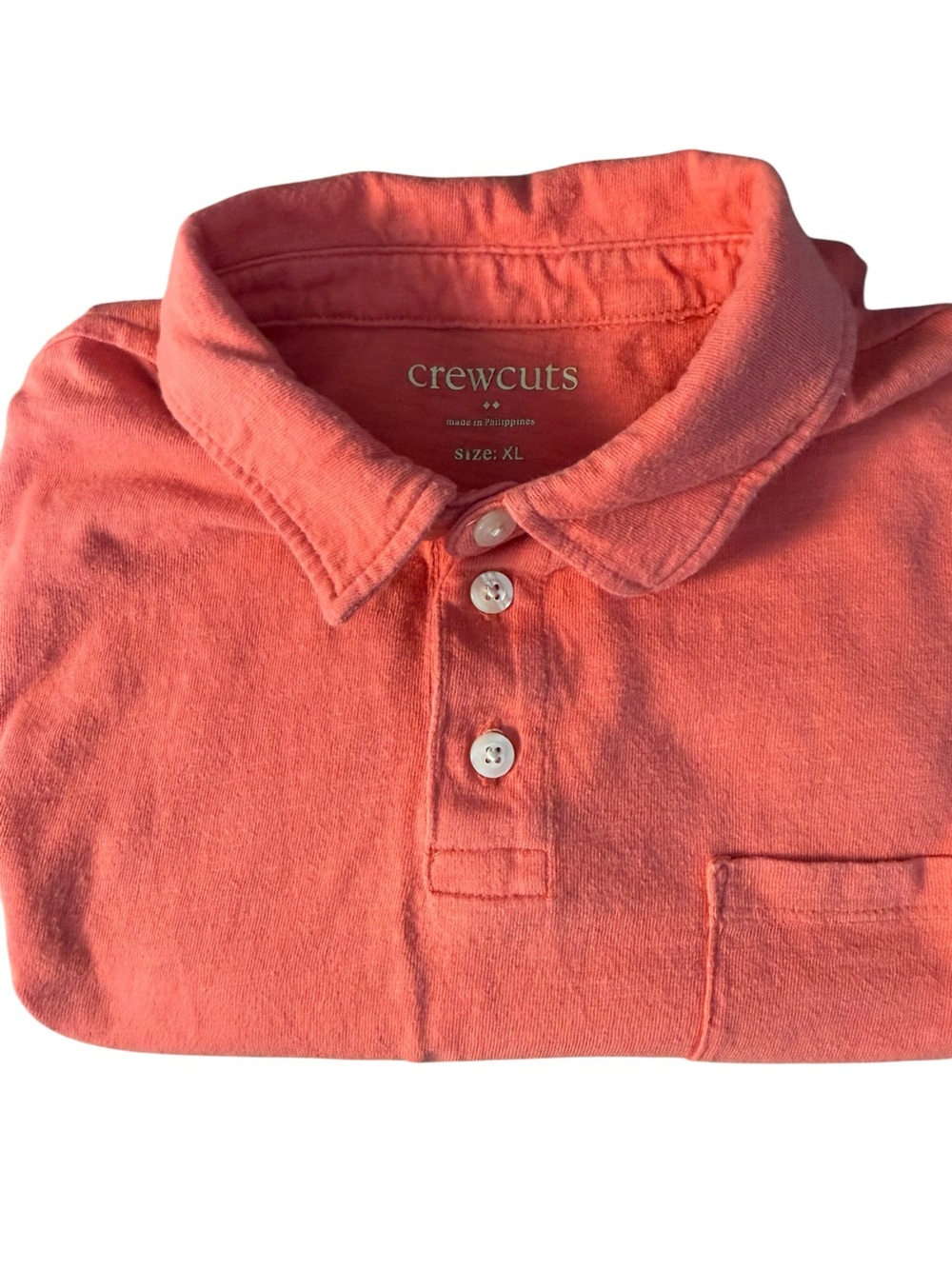 Crewcuts by J.Crew Boys preppy classic Cotton Pocket Polo Shirt Coral Pink XL